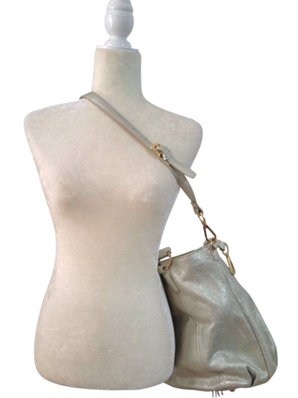 G.I.L.I. Women's Heritage Leather Hobo Tote Shoulder Bag Silver With Strap - Picture 4 of 9